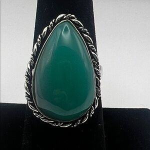 Aqua Chalcedony Cocktail Ring Size 8